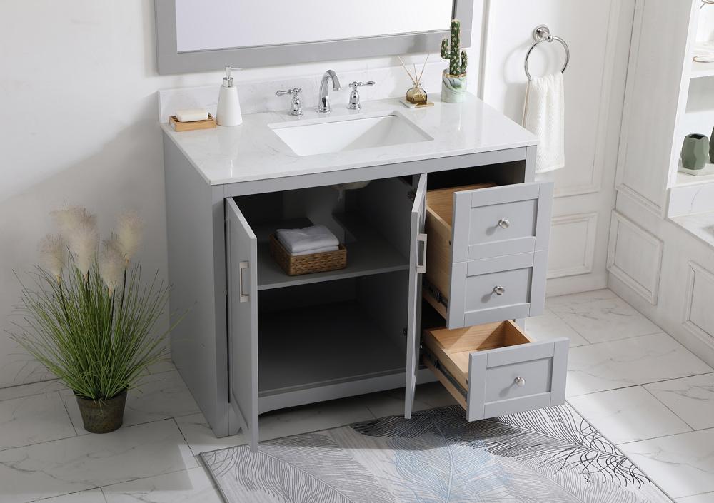 Elegant Furniture & Lighting - Moore 42 inch Single Bathroom Vanity in Grey with Backsplash - VF17042GR-BS veiw 9