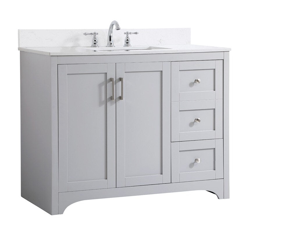 Elegant Furniture & Lighting - Moore 42 inch Single Bathroom Vanity in Grey with Backsplash - VF17042GR-BS veiw 14