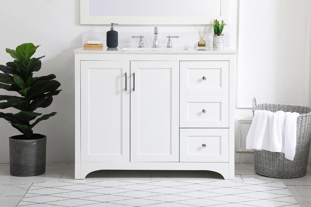 Elegant Furniture & Lighting - Moore 42 inch Single Bathroom Vanity in White with Backsplash - VF17042WH-BS veiw 2