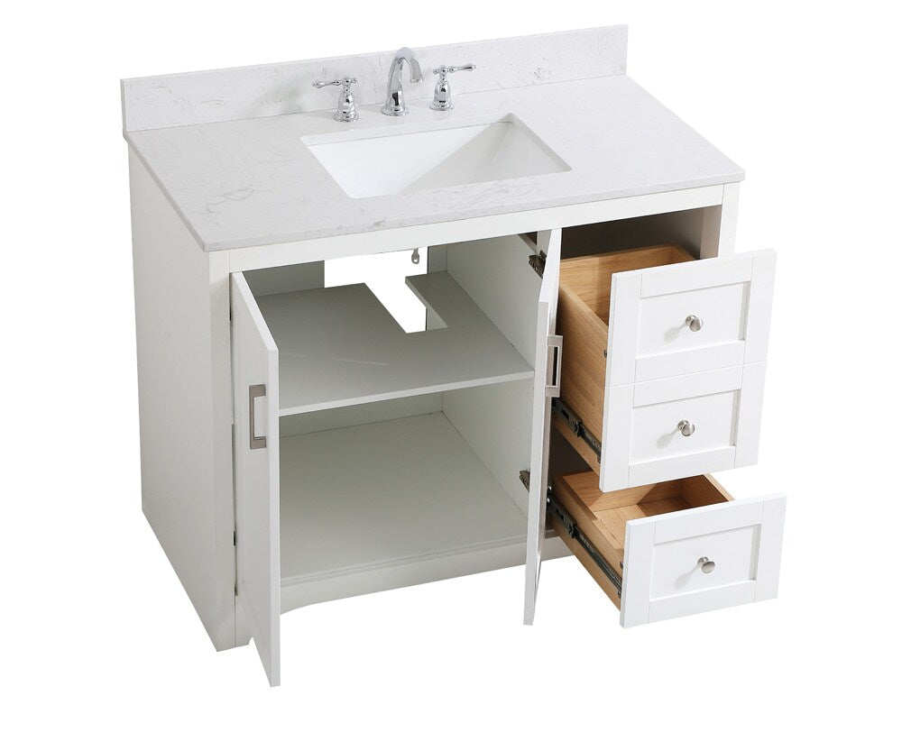 Elegant Furniture & Lighting - Moore 42 inch Single Bathroom Vanity in White with Backsplash - VF17042WH-BS veiw 3