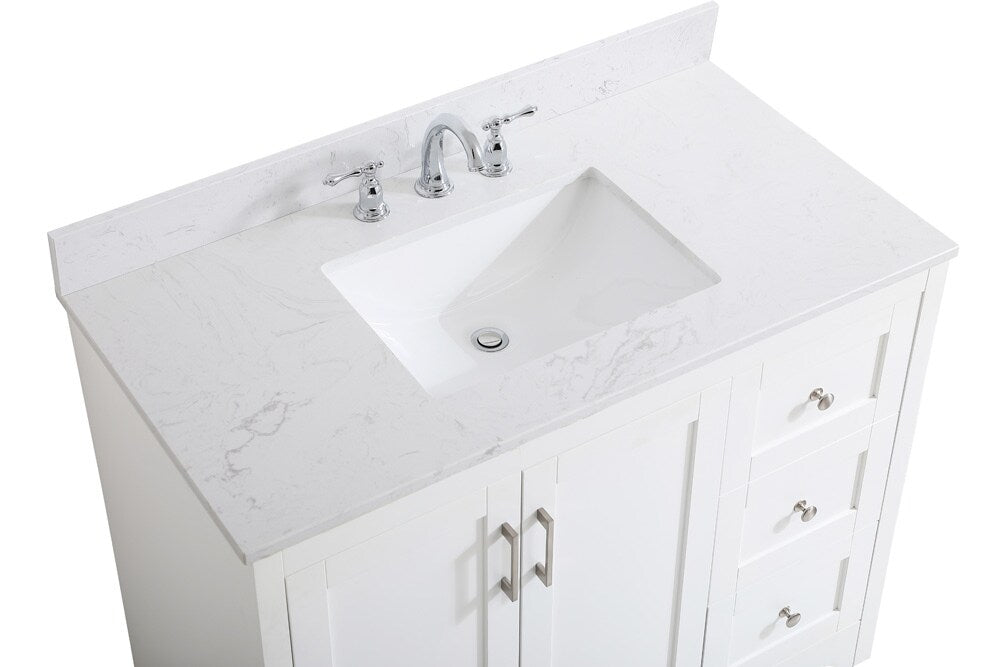Elegant Furniture & Lighting - Moore 42 inch Single Bathroom Vanity in White with Backsplash - VF17042WH-BS veiw 4