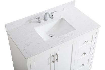 Elegant Furniture & Lighting - Moore 42 inch Single Bathroom Vanity in White with Backsplash - VF17042WH-BS veiw 4