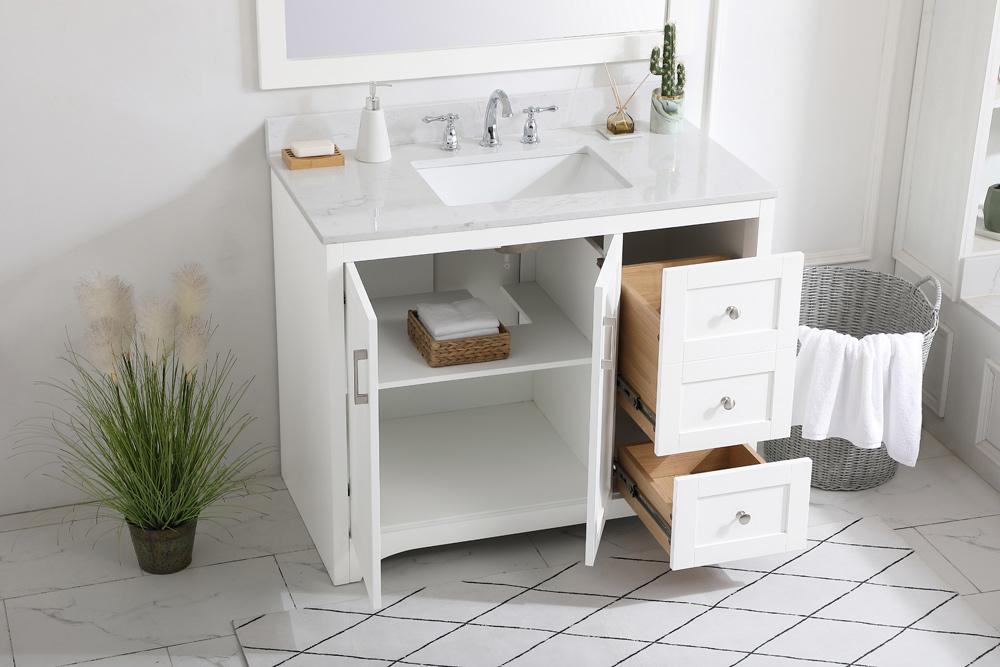 Elegant Furniture & Lighting - Moore 42 inch Single Bathroom Vanity in White with Backsplash - VF17042WH-BS veiw 9
