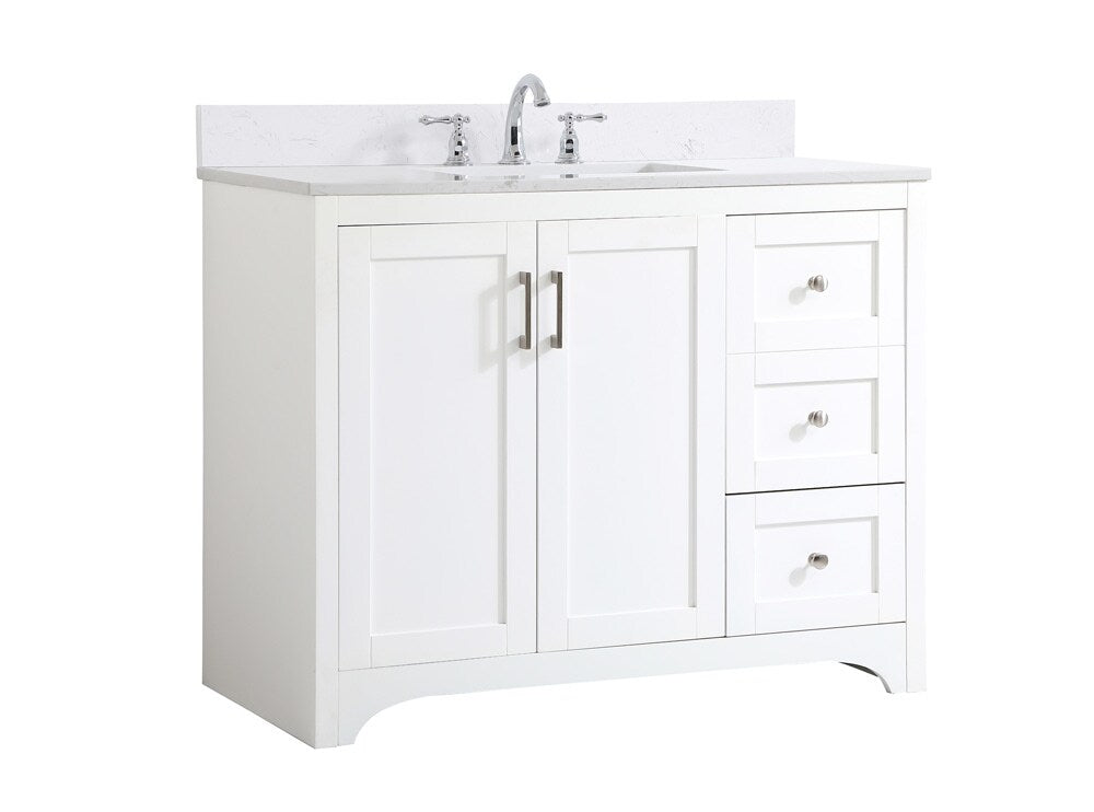 Elegant Furniture & Lighting - Moore 42 inch Single Bathroom Vanity in White with Backsplash - VF17042WH-BS veiw 14