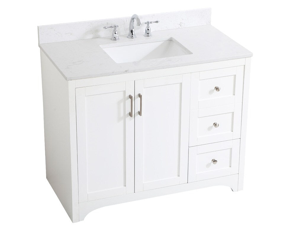 Elegant Furniture & Lighting - Moore 42 inch Single Bathroom Vanity in White with Backsplash - VF17042WH-BS veiw 15