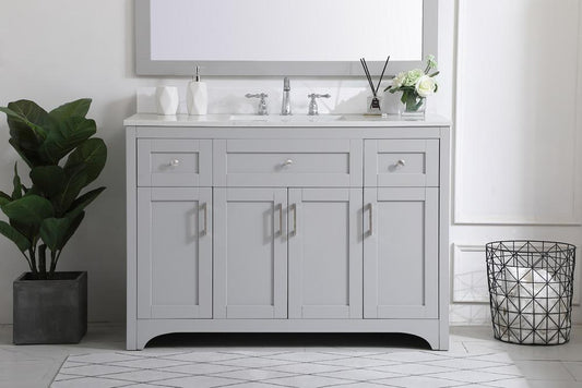 Elegant Furniture & Lighting - Moore 48 inch Single Bathroom Vanity in Grey with Backsplash - VF17048GR-BS veiw 2