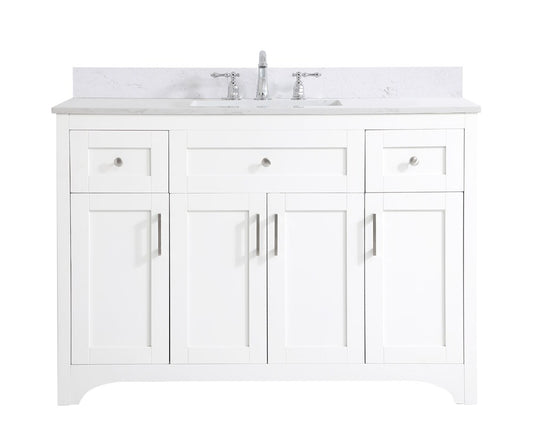 Elegant Furniture & Lighting - Moore 48 inch Single Bathroom Vanity in White with Backsplash - VF17048WH-BS veiw 1