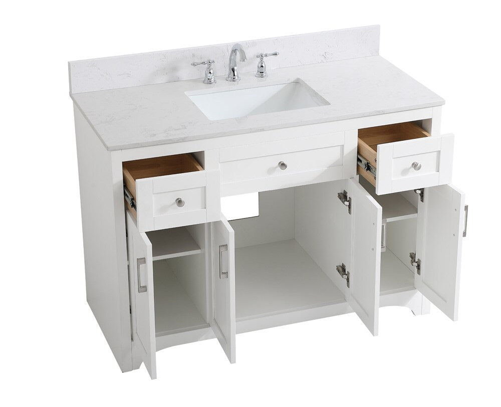 Elegant Furniture & Lighting - Moore 48 inch Single Bathroom Vanity in White with Backsplash - VF17048WH-BS veiw 3