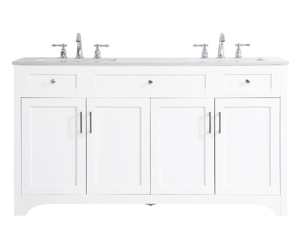 Elegant Furniture & Lighting - Moore 60 inch Double Bathroom Vanity in White - VF17060DWH veiw 1