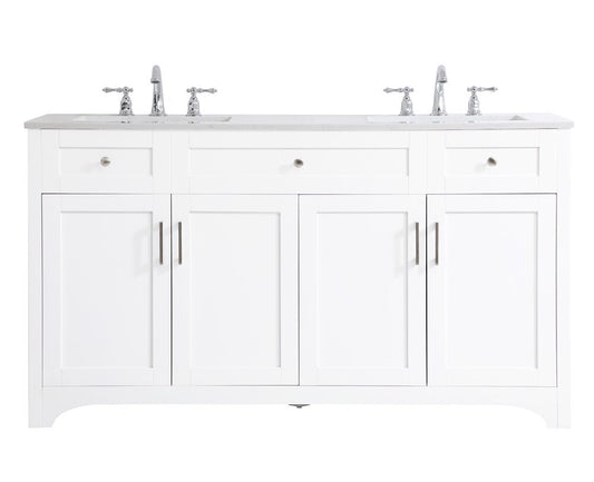Elegant Furniture & Lighting - Moore 60 inch Double Bathroom Vanity in White - VF17060DWH veiw 1