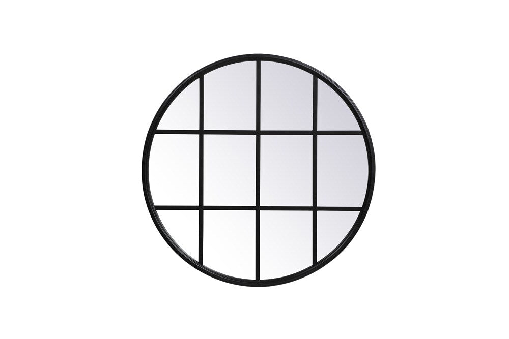 Elegant Furniture & Lighting - Motif Metal windowpane mirror 28 inch x 28 inch in Black - MR632828BK veiw 1