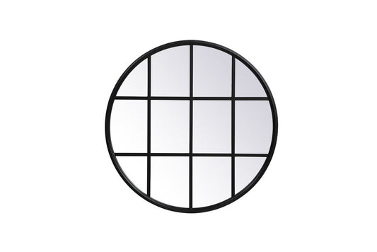 Elegant Furniture & Lighting - Motif Metal windowpane mirror 28 inch x 28 inch in Black - MR632828BK veiw 1