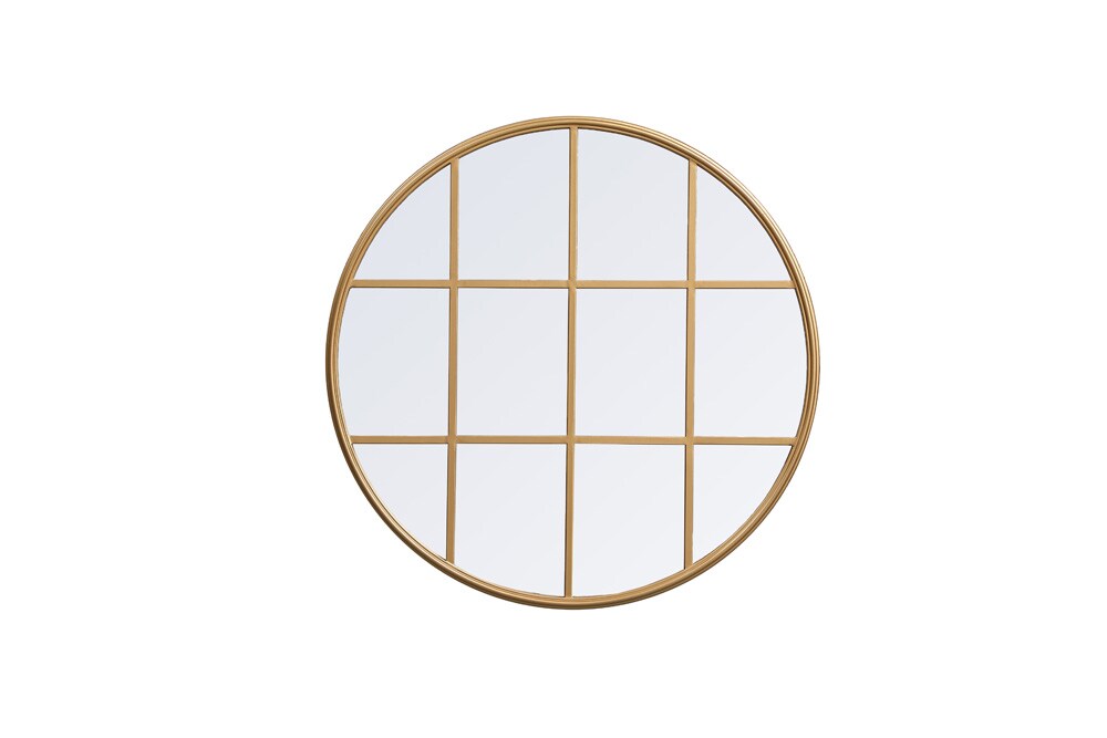 Elegant Furniture & Lighting - Motif Metal windowpane mirror 32 inch x 32 inch in Brass - MR633232BR veiw 1