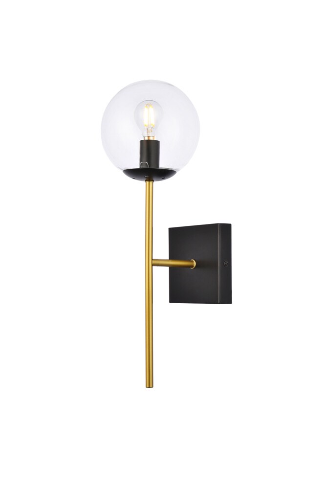 Elegant Furniture & Lighting - Neri 1 light black and brass and clear glass wall sconce - LD2359BKR veiw 1