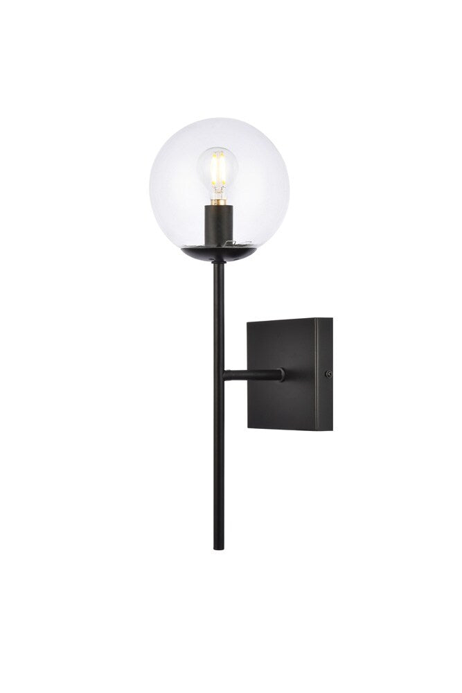Elegant Furniture & Lighting - Neri 1 light black and clear glass wall sconce - LD2359BK veiw 1