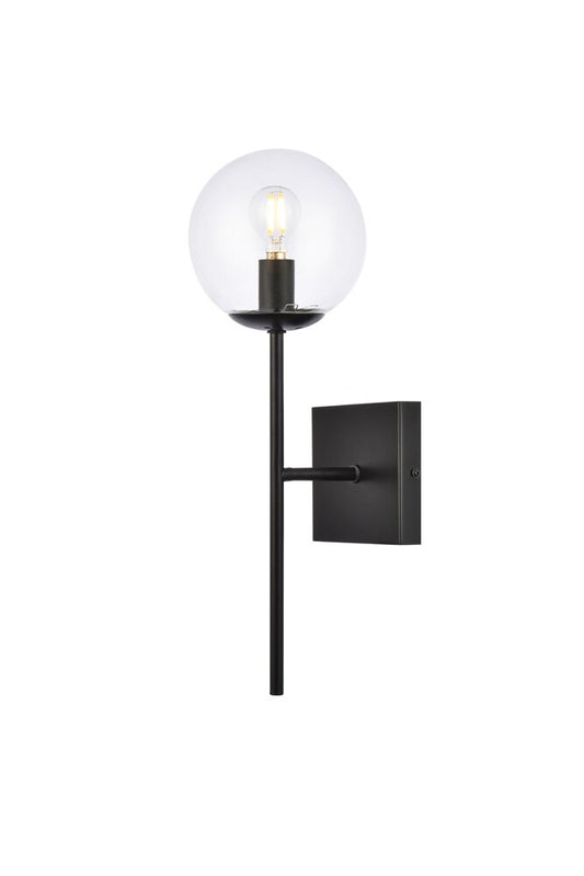 Elegant Furniture & Lighting - Neri 1 light black and clear glass wall sconce - LD2359BK veiw 1