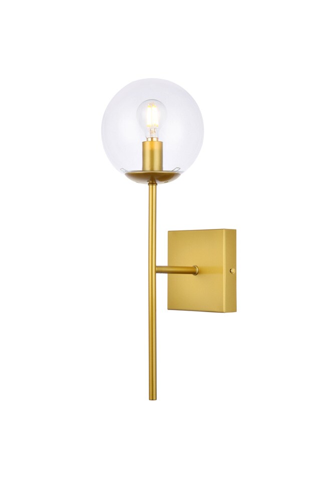 Elegant Furniture & Lighting - Neri 1 light brass and clear glass wall sconce - LD2359BR veiw 1