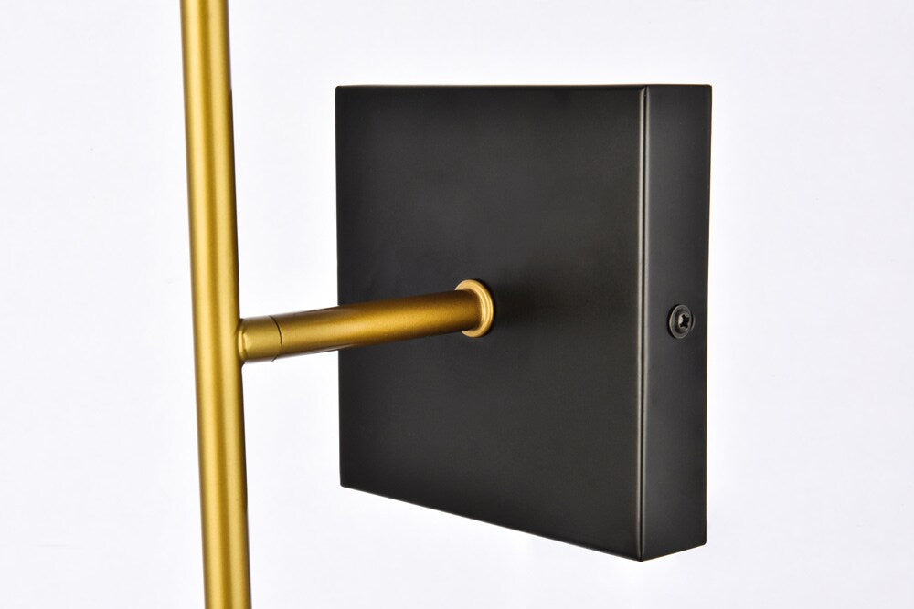 Elegant Furniture & Lighting - Neri 2 lights black and brass and clear glass wall sconce - LD2357BKR veiw 5