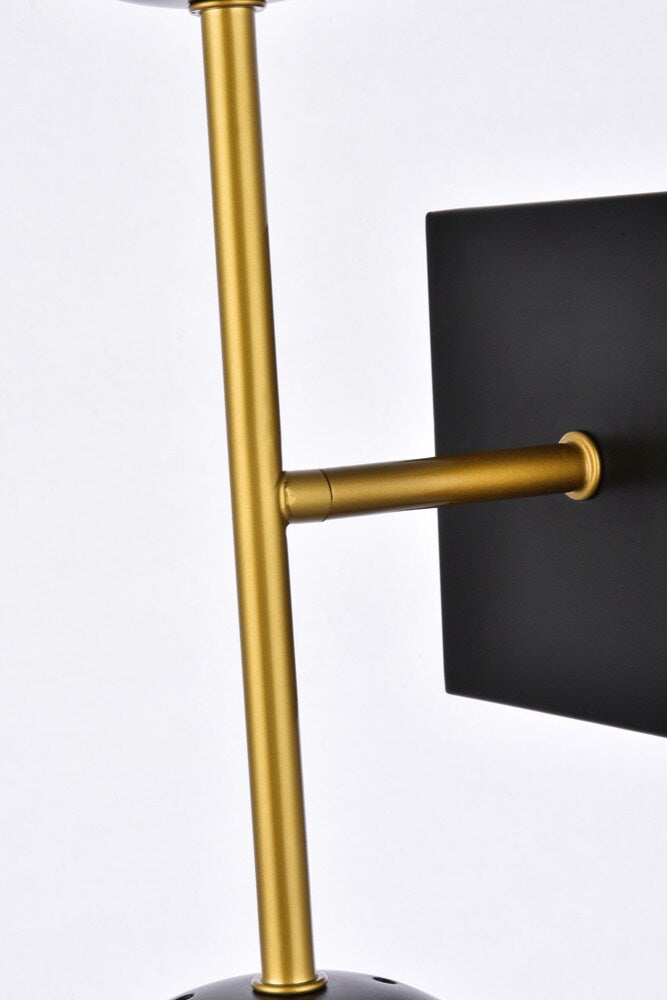 Elegant Furniture & Lighting - Neri 2 lights black and brass and clear glass wall sconce - LD2357BKR veiw 7