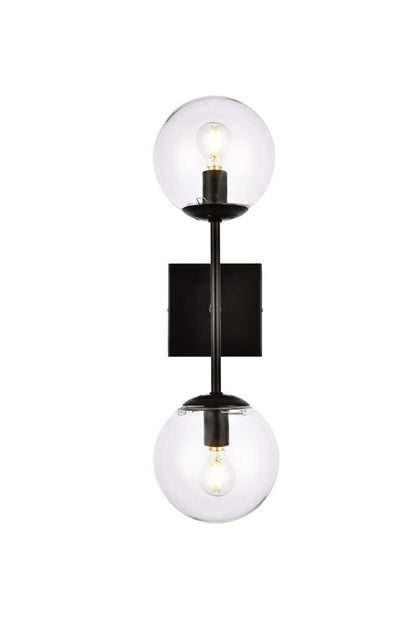 Elegant Furniture & Lighting - Neri 2 lights black and clear glass wall sconce - LD2357BK veiw 1