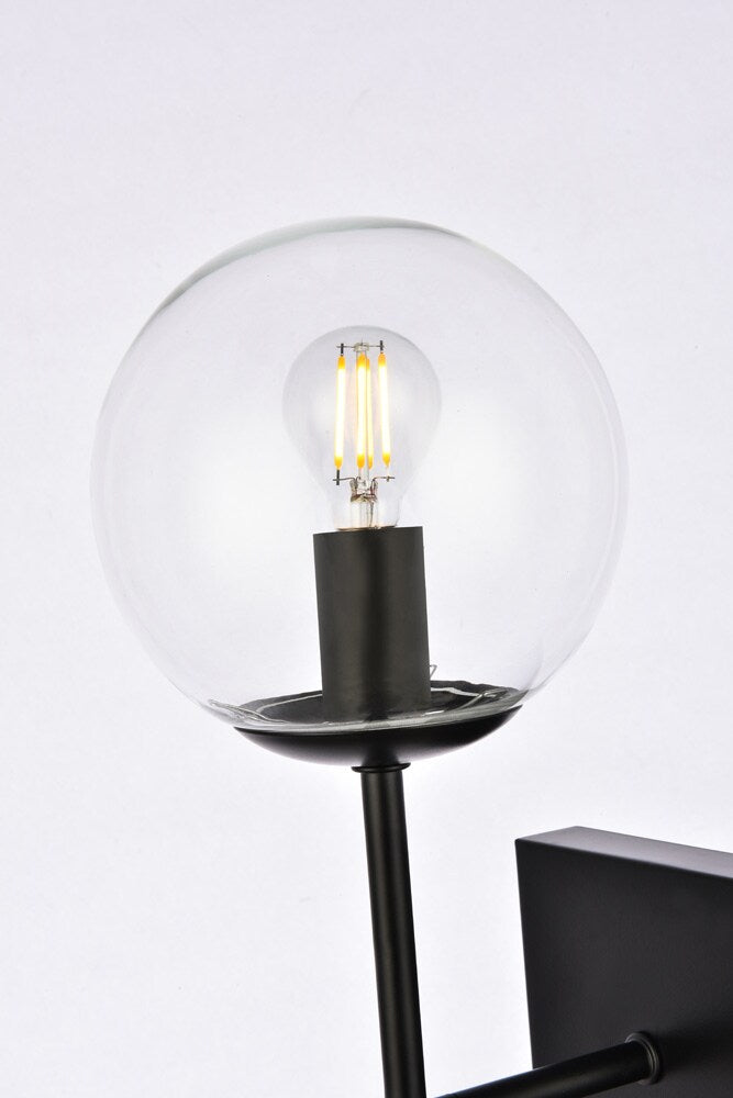 Elegant Furniture & Lighting - Neri 2 lights black and clear glass wall sconce - LD2357BK veiw 4
