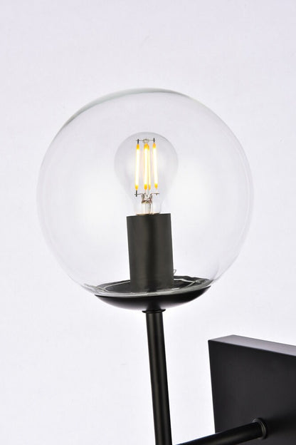 Elegant Furniture & Lighting - Neri 2 lights black and clear glass wall sconce - LD2357BK veiw 4