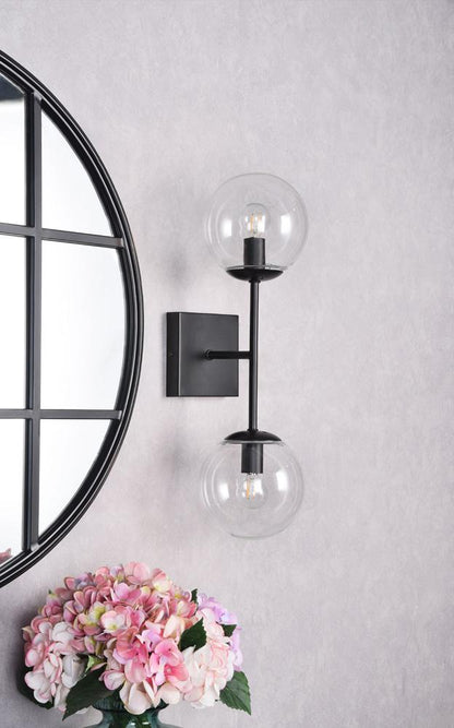 Elegant Furniture & Lighting - Neri 2 lights black and clear glass wall sconce - LD2357BK veiw 8
