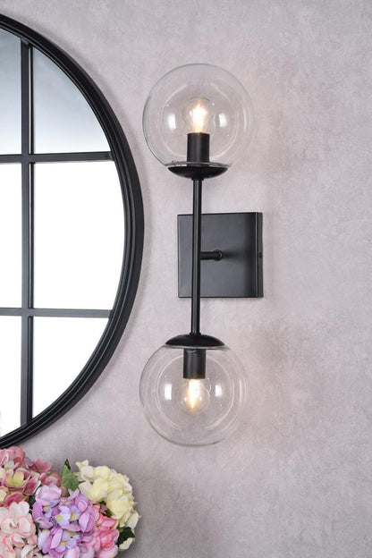 Elegant Furniture & Lighting - Neri 2 lights black and clear glass wall sconce - LD2357BK veiw 9