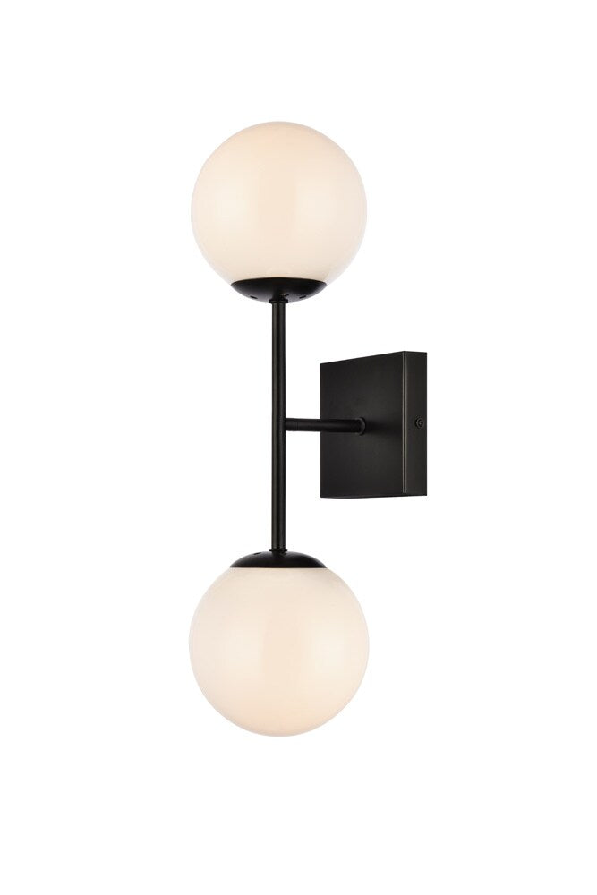 Elegant Furniture & Lighting - Neri 2 lights black and white glass wall sconce - LD2358BK veiw 1