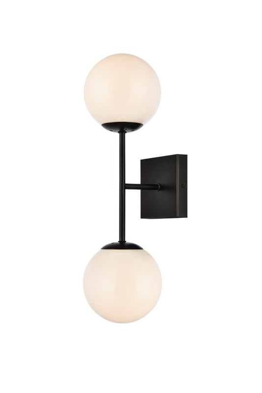 Elegant Furniture & Lighting - Neri 2 lights black and white glass wall sconce - LD2358BK veiw 1
