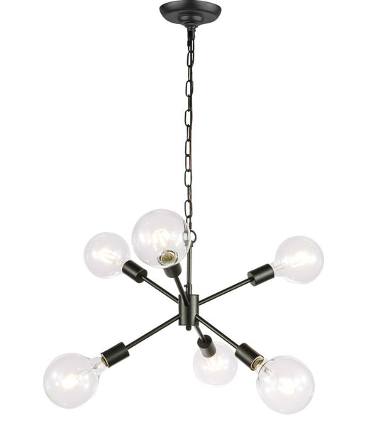 Elegant Furniture & Lighting - Nolan 6 light Black pendant - LD5033D16BK veiw 1