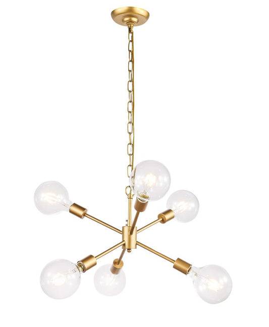 Elegant Furniture & Lighting - Nolan 6 light Brass pendant - LD5034D16BR veiw 1