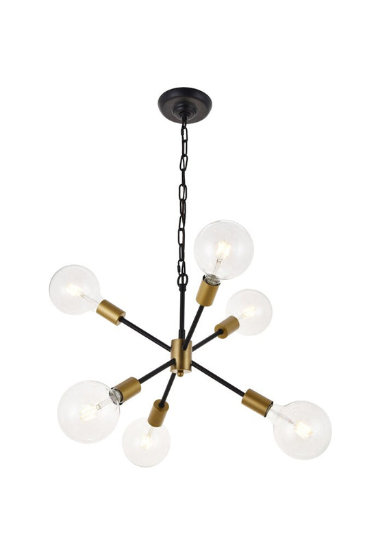 Elegant Furniture & Lighting - Nolan 6 Light matte black Pendant - LD5033D16BRB veiw 1