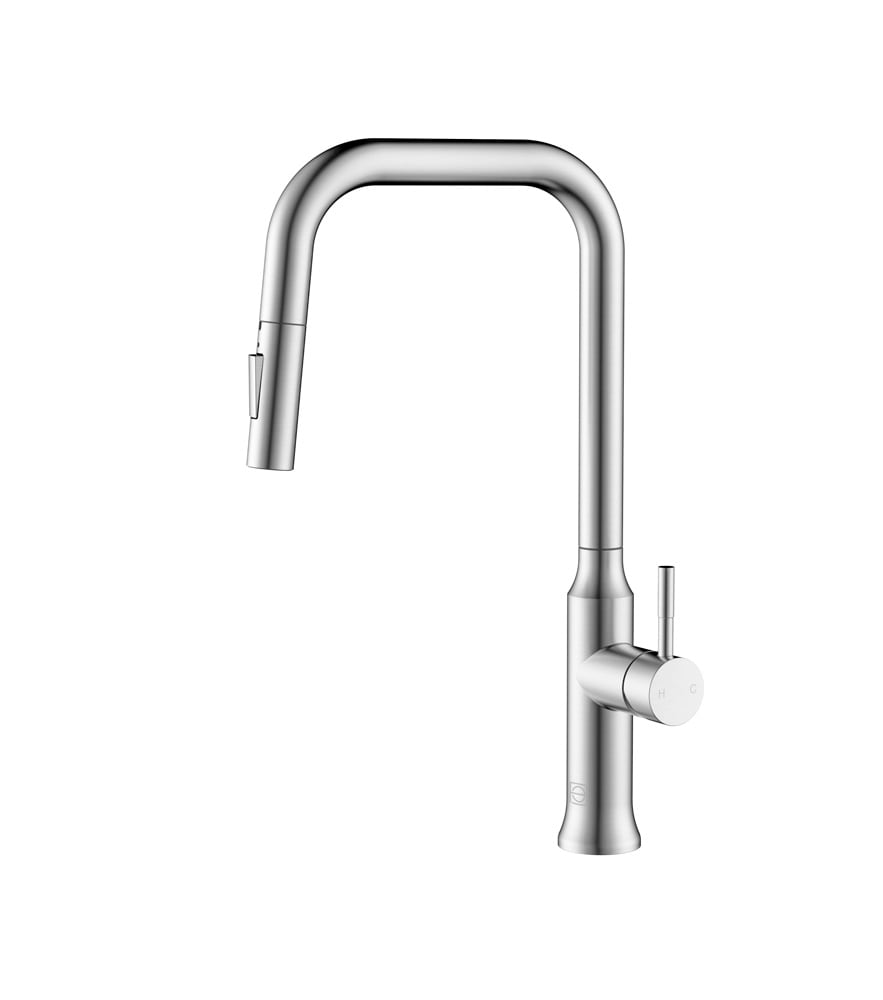 Elegant Furniture & Lighting - Noor Single Handle Pull Down Sprayer Kitchen Faucet in Brushed Nickel - FAK-311BNK veiw 1