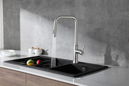 Elegant Furniture & Lighting - Noor Single Handle Pull Down Sprayer Kitchen Faucet in Brushed Nickel - FAK-311BNK veiw 3