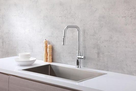 Elegant Furniture & Lighting - Noor Single Handle Pull Down Sprayer Kitchen Faucet in Chrome - FAK-311PCH veiw 2