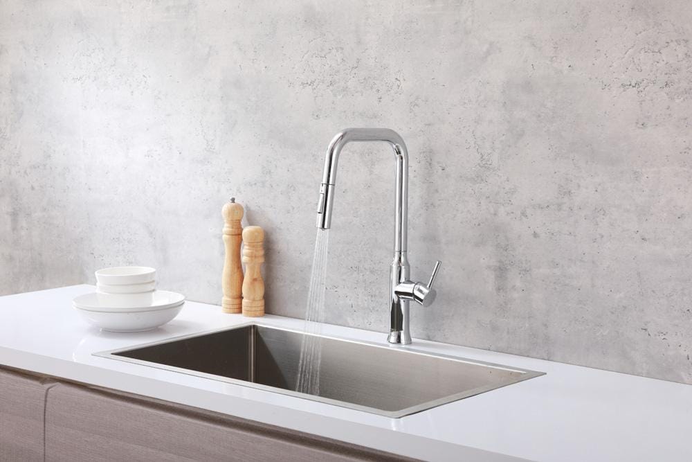 Elegant Furniture & Lighting - Noor Single Handle Pull Down Sprayer Kitchen Faucet in Chrome - FAK-311PCH veiw 3