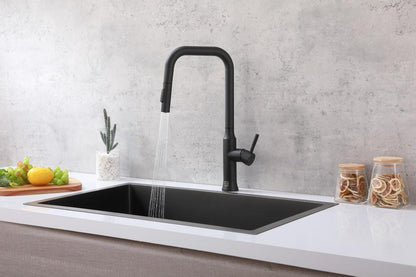 Elegant Furniture & Lighting - Noor Single Handle Pull Down Sprayer Kitchen Faucet in Matte Black - FAK-311MBK veiw 3