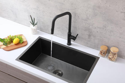 Elegant Furniture & Lighting - Noor Single Handle Pull Down Sprayer Kitchen Faucet in Matte Black - FAK-311MBK veiw 4