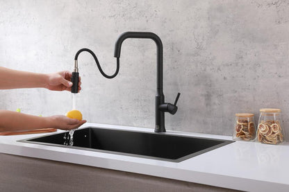 Elegant Furniture & Lighting - Noor Single Handle Pull Down Sprayer Kitchen Faucet in Matte Black - FAK-311MBK veiw 5