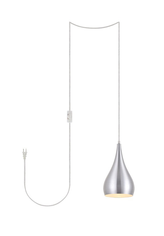 Elegant Furniture & Lighting - Nora 1 Light Burnished nickel plug-in pendant - LDPG2001BN veiw 1