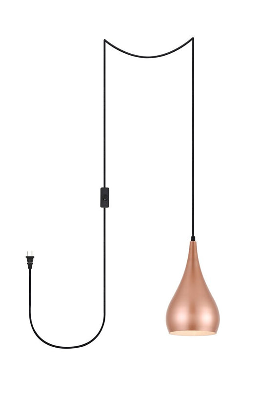 Elegant Furniture & Lighting - Nora 1 Light honey gold plug-in pendant - LDPG2001HG veiw 1