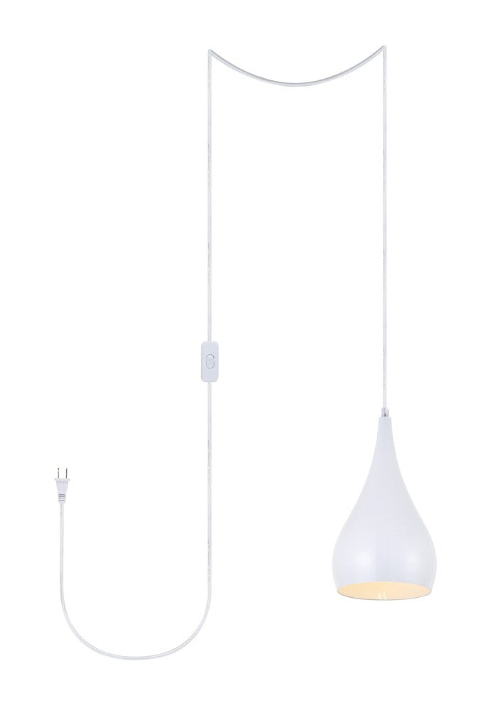 Elegant Furniture & Lighting - Nora 1 Light white plug-in pendant - LDPG2001WH veiw 1