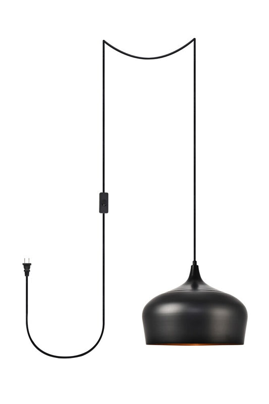 Elegant Furniture & Lighting - Nora 1 Light Black plug-in pendant - LDPG2003 view 1