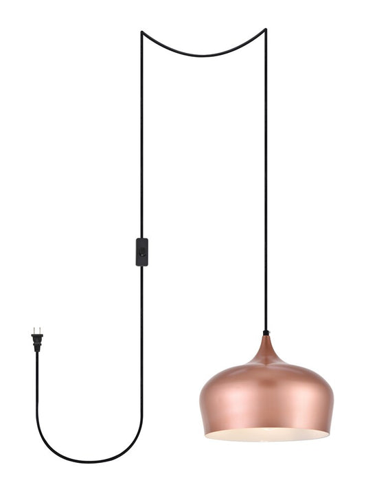 Elegant Furniture & Lighting - Nora 1 Light honey gold plug-in pendant - LDPG2003HG veiw 1