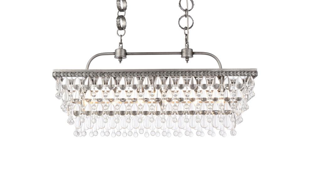 Elegant Furniture & Lighting - Nordic 32 inch rectangle pendant in antique silver - 1219G32AS veiw 1