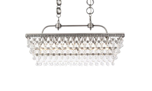 Elegant Furniture & Lighting - Nordic 32 inch rectangle pendant in antique silver - 1219G32AS veiw 1