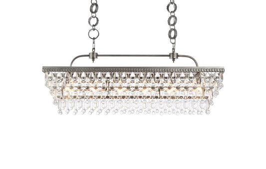 Elegant Furniture & Lighting - Nordic 40 inch rectangle pendant in antique silver - 1219G40AS veiw 1