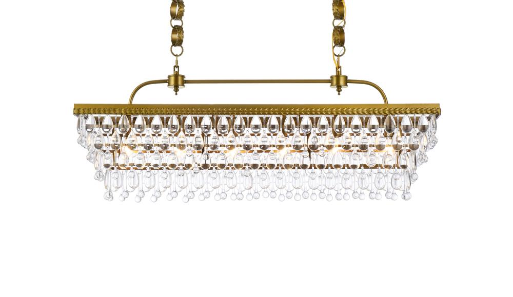 Elegant Furniture & Lighting - Nordic 40 inch rectangle pendant in brass - 1219G40BR veiw 1