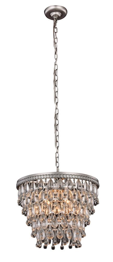 Elegant Furniture & Lighting - Nordic 4 light antique silver Pendant Clear Royal Cut Crystal - 1219D16AS/RC veiw 1